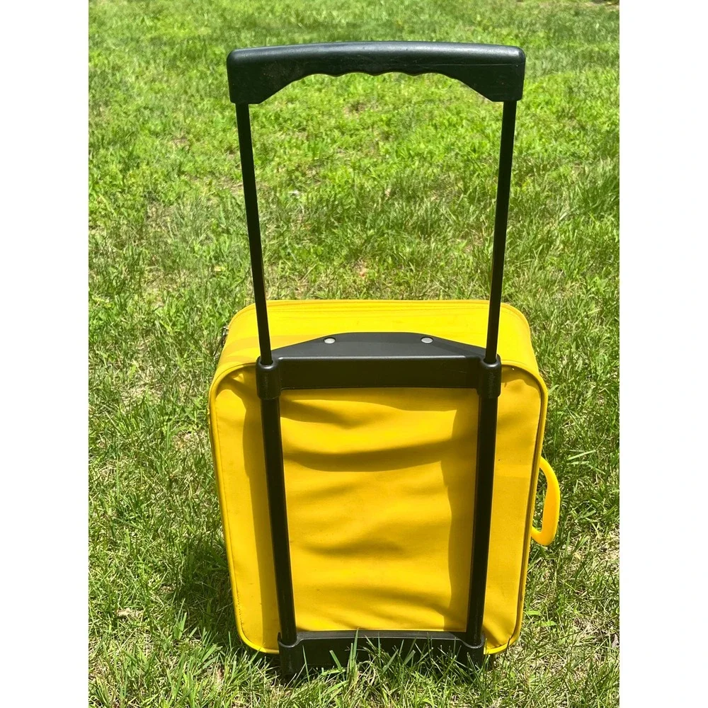 Crayola Crayons Kids Rolling Suitcase Yellow Soft Shell Luggage Travel Bag Vtg